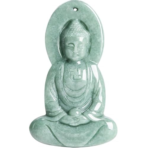 Grade A Certified Natural Jade Buddha Pendant Necklace, Feng Shui Luck Amulet