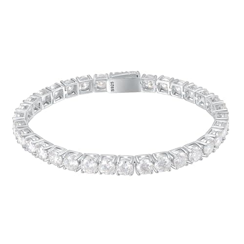Gem's Moissanite Tennis Bracelet – Lab-Created D Color/VVS1 18k White Gold Plated