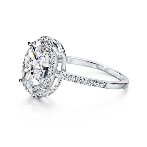 Michooyel 925 Sterling Silver 4.5ct Oval Moissanite Halo Engagement Ring for Women