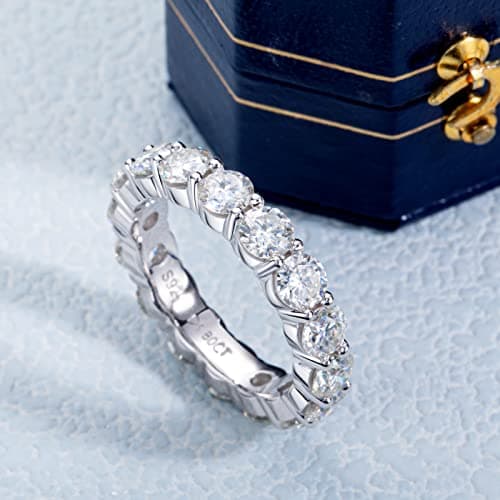 Yeesoth Women's 18K White Gold Plated Round Cut CZ Eternity Ring