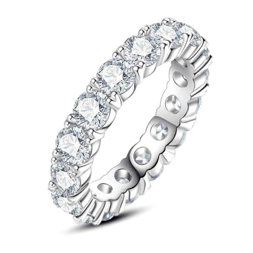 Gobaalele 5A Grade Round/Cushion Cut Cubic Zirconia Eternity Ring for Women