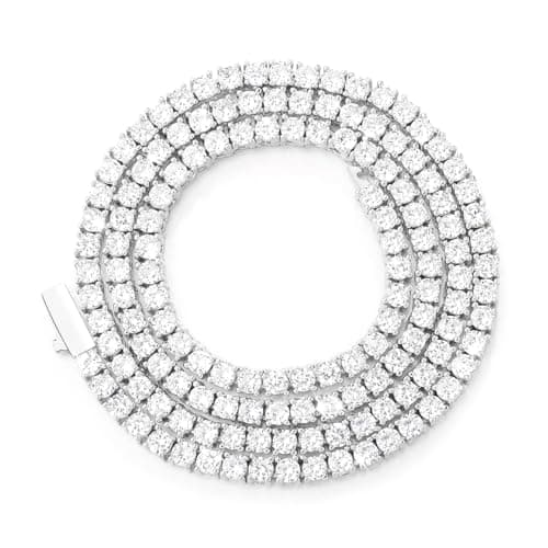 FEEL STYLE Ice Out 18K White Gold Plated Diamond Tennis Necklace - 16-18inch
