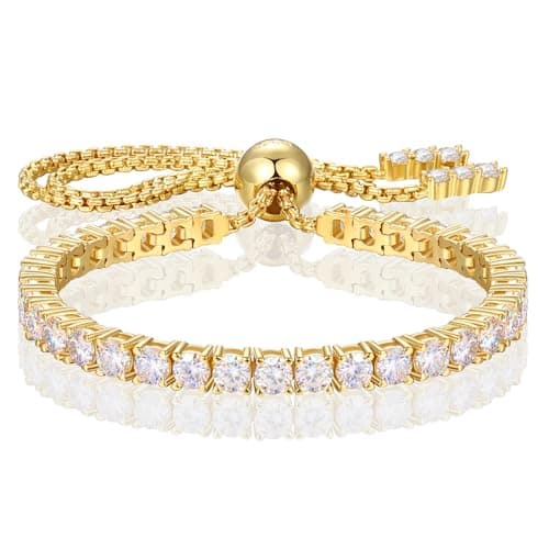 TUHE 1.52ct-7.76ct Adjustable 18K White Gold Plated Moissanite Tennis Bracelet