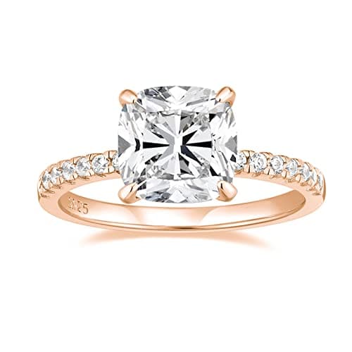 EAMTI 925 Sterling Silver Cushion Cut CZ Rings for Women Engagement Wedding Size 3-11