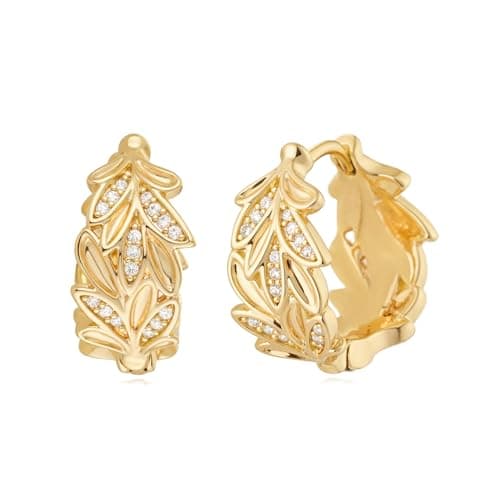 MYEARS 14K Gold Plated Hypoallergenic Women's Gold Earrings Cubic Zirconia Hoop