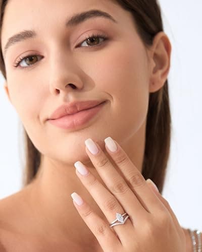 Michooyel S925 1.5ct Marquise Cut 2in1 Engagement & Wedding Rings for Women