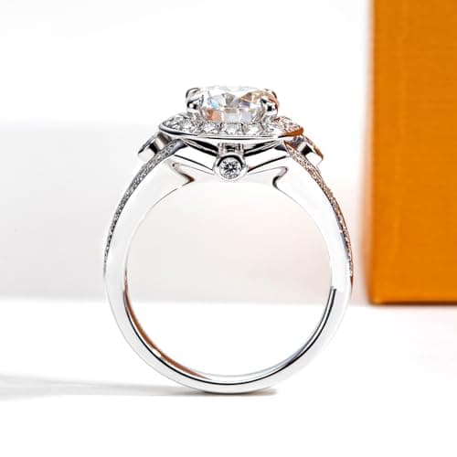 AimiIee Moissanite Engagement Ring 1.2-2.8CTTW VVS1 925 Sterling SilverVintage Halo Ring