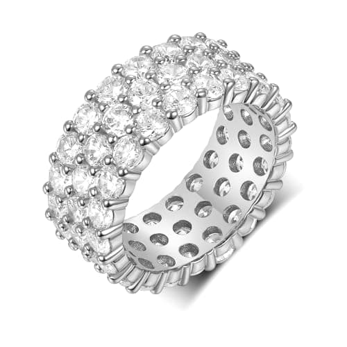 18K Gold Plated Round Cubic Zirconia Band Ring for Men & Women