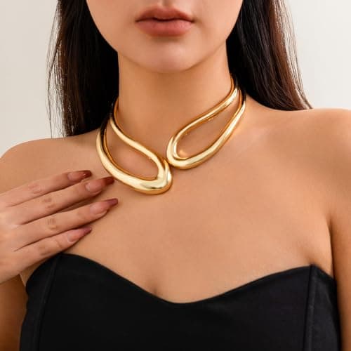 Chunky Gold Choker Necklace for Women and Teen Girls