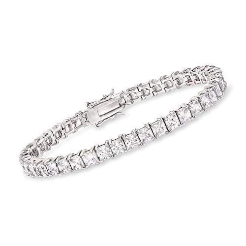 Ross-Simons Sterling Silver 16.00 ct. t.w. Princess-Cut CZ Tennis Bracelet (7 inches)