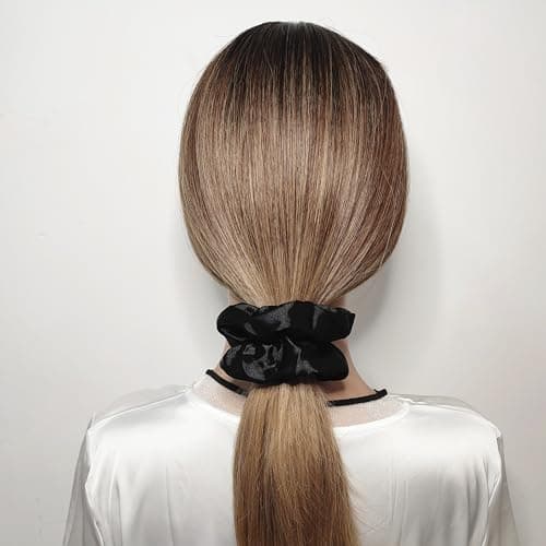 Sufermoe 6pcs Satin Silk Hair Scrunchies, Soft Black Hair Ties for Women and Girls