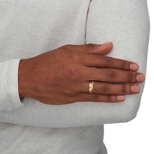 PalmBeach Men's Yellow Gold-plated Sterling Silver Diamond Accent Wedding Band Ring 9-13