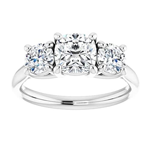 Moissanite Diamond Three Stone Engagement Ring for Women