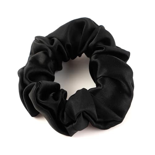 100% Mulberry Silk Scrunchies for Curly Hair, Thick Elastic Band, 3-Pack