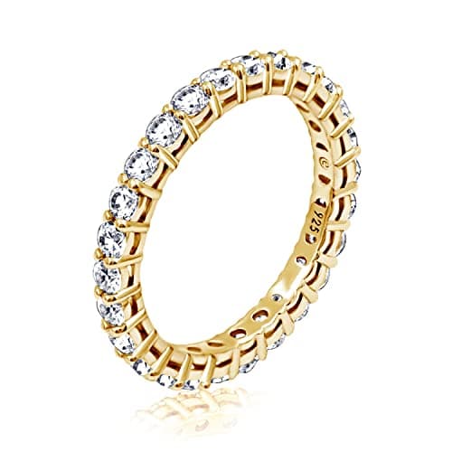 Amazon Essentials Sterling Silver Gold Plated Infinity Band Ring Set with Cubic Zirconia