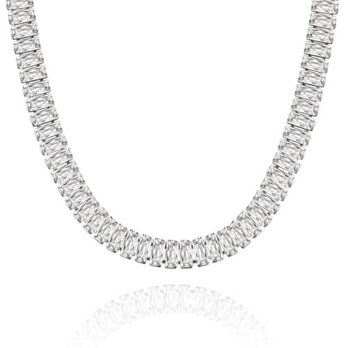 KissYan 14K White Gold Plated Cubic Zirconia Tennis Necklace