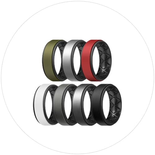 Egnaro Breathable Silicone Wedding Bands for Men - Multipack Step Edge