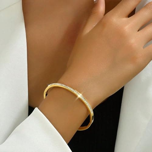 GlmrngDQ 18K Gold Plated Cubic Zirconia Tennis Bracelets for Men & Women, Christmas Gifts for Mom and Friends