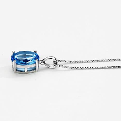 Michooyel 925 Sterling Silver 2.6ct Topaz Solitaire Pendant Necklace for Women