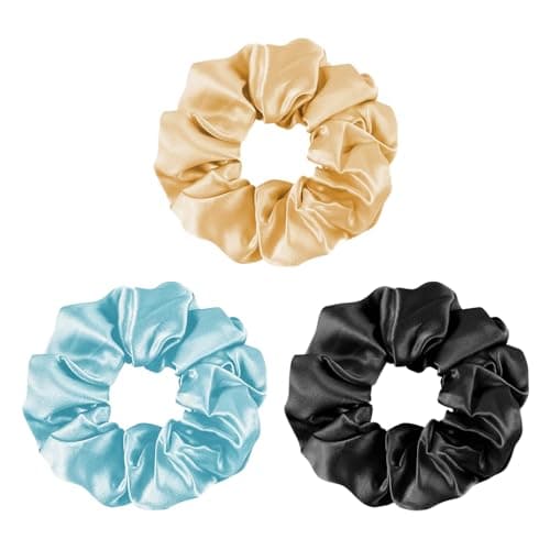 Mulberry Silk No-Damage Scrunchies for Curly Hair, 3 Pack