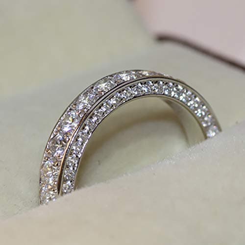 925 Sterling Silver Cubic Zirconia Full Eternity Stackable Ring Size 6-10
