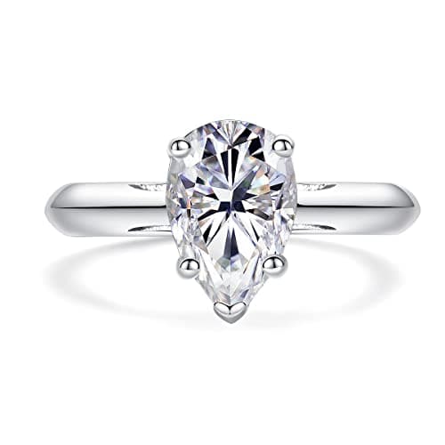 AnuClub Emerald Moissanite Engagement Ring, 925 Sterling Silver, Eternity Wedding Band