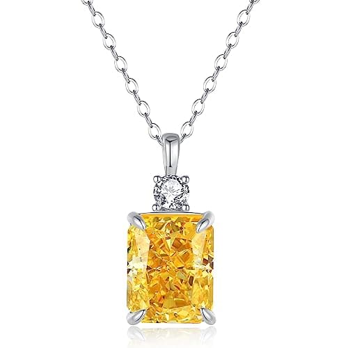Lab Created Diamond Necklace for Women 925 Sterling Silver 18K Gold Plated Pendant Gift