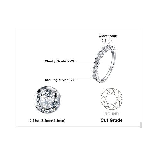 JewelryPalace Half Eternity 925 Sterling Silver Promise Ring for Women, Classic CZ Anniversary Band