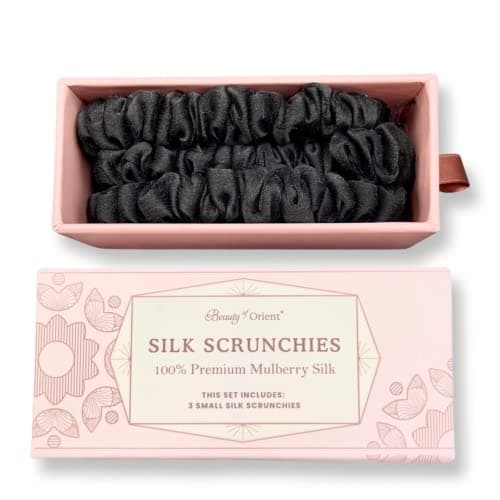 Premium 25 Momme Mulberry Silk Scrunchies | Bedrock, Midnight, Champagne (3 Medium)