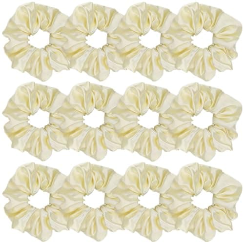 12 Pcs Satin Silk Hair Scrunchies for Women and Girls