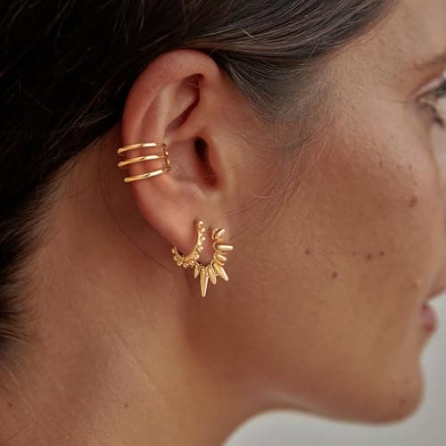 MYEARS 14K Gold Plated Simple Hoop Earrings Hypoallergenic