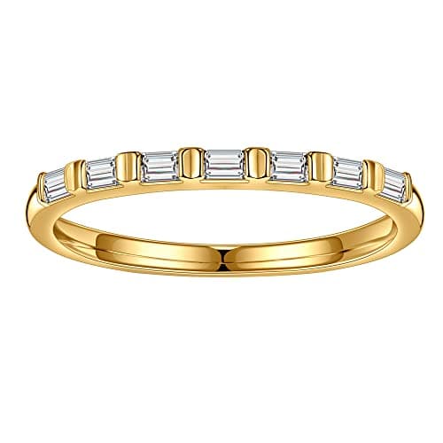 SMILEST 7 Stone Moissanite Half Eternity Wedding Band 18K Gold Vermeil