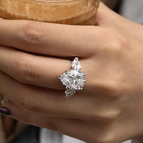 Michooyel S925 5.0ct Pear Cut Cubic Zirconia Engagement RingSilver Wedding Bridal Band Fine Jewelry For Women