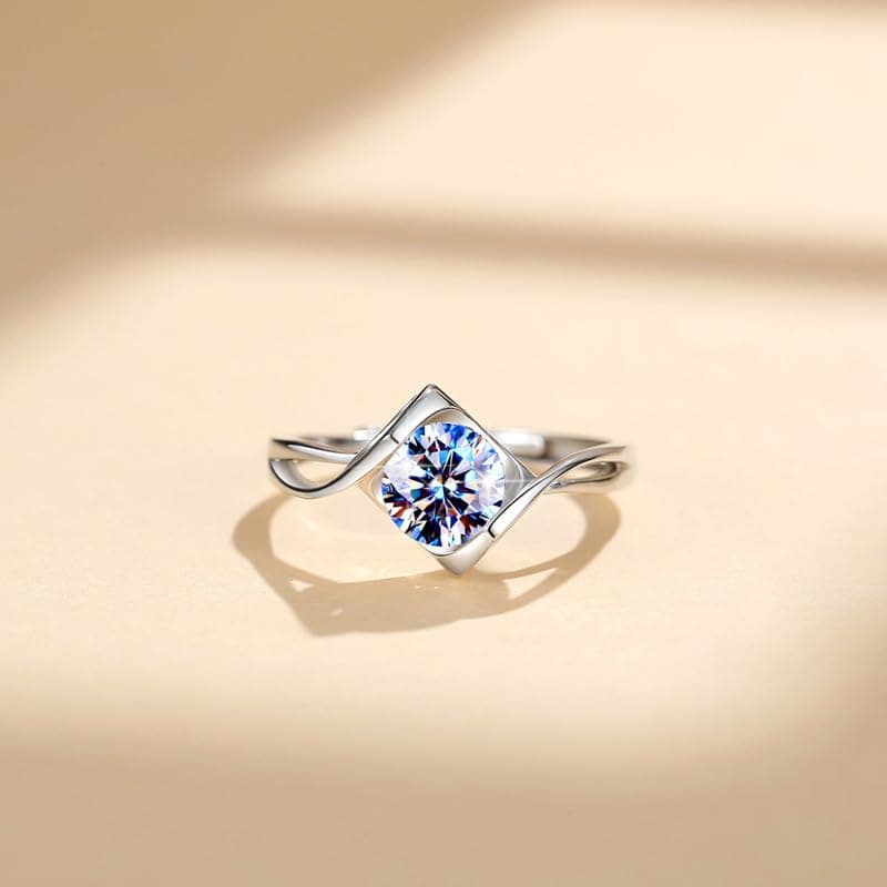 Attenlen Handmade Sterling Silver Heart Moissanite Engagement Ring Gift Box For Her