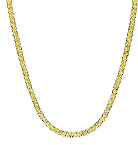 Savlano 18K Gold Plated CZ Round 4MM Classic Tennis Necklace, 18 Incheslseware
