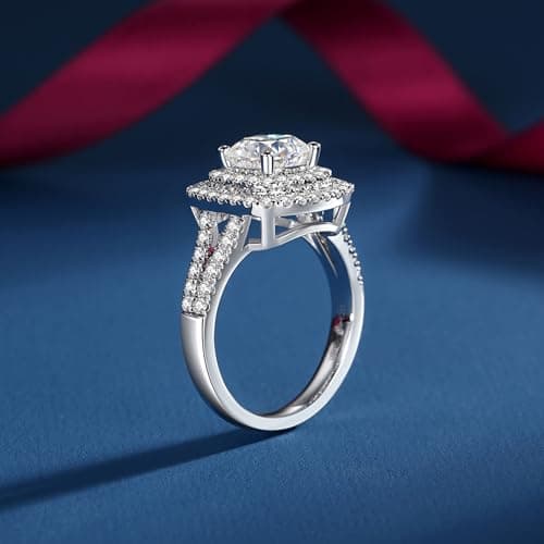 Women's Moissanite Rings, 3CTTW Cushion Cut Engagement Rings