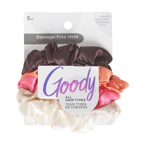 GOODY Ouchless Satin Scrunchies - Damage-Free Hold, Gentle Hair Accessory