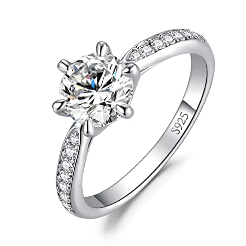 Moissanite Solitaire Engagement Rings for Women, 925 Sterling Silver Promise Ring