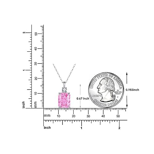 Lab Created Diamond Necklace for Women 925 Sterling Silver 18K Gold Plated Pendant Gift