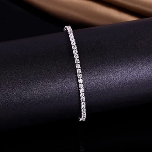 Gemsme 18K Gold Plated 3.0mm Cubic Zirconia Classic Tennis Bracelet