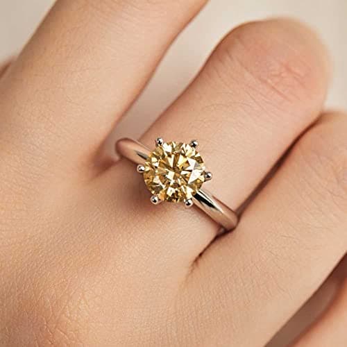 2CT D-E/Crystal AB Moissanite Solitaire Promise Ring for Women