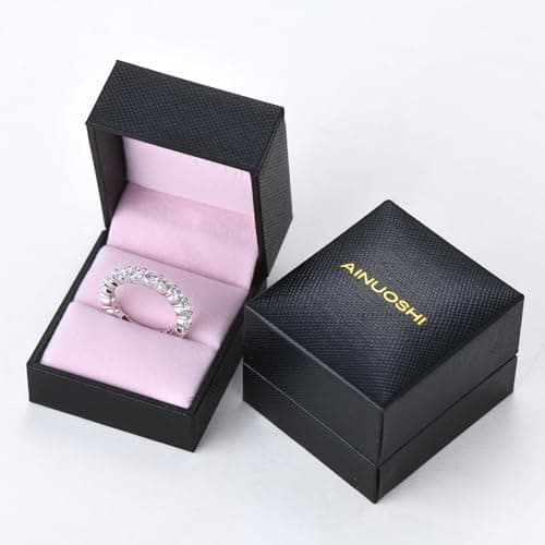 AINUOSHI Eternity Ring, 925 Sterling Silver, Cubic Zirconia Jewelry Box Packed