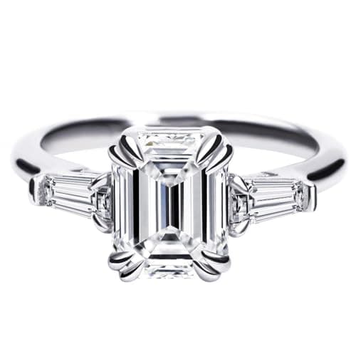 TIANYU GEMS 3.0 Carat 3 Stone Moissanite Ring, Sterling Silver & 18K Gold Plated