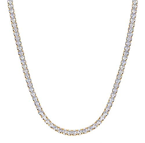 Savlano 18K Gold Plated CZ Round 4MM Classic Tennis Necklace, 18 Incheslseware