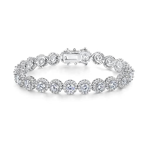 Gemsme 18K Gold Plated Round CZ Tennis Bracelet for Women 6.5-8.5 inch