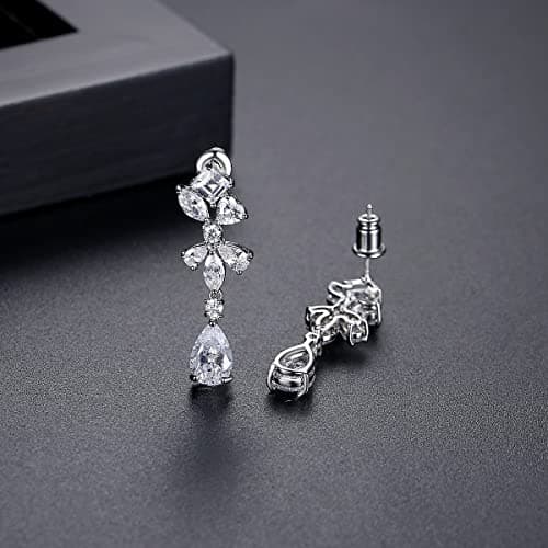 Michooyel Bridal Cubic Zirconia Teardrop Dangle Earrings for Women