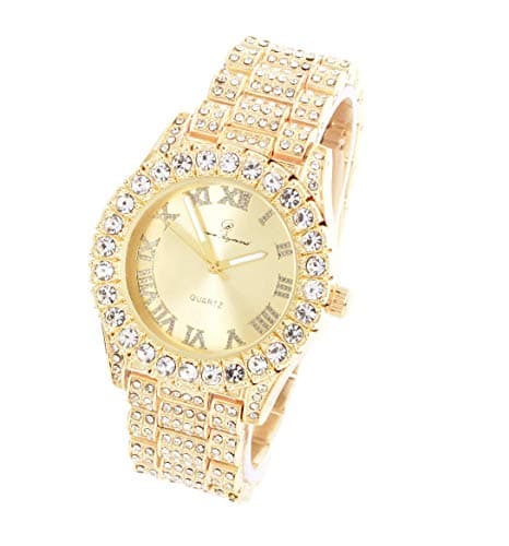 Charles Raymond Iced Out Mens Tennis Cross Necklace & Blinged Out Cuban ZZ Watch Set - ST10327TCR