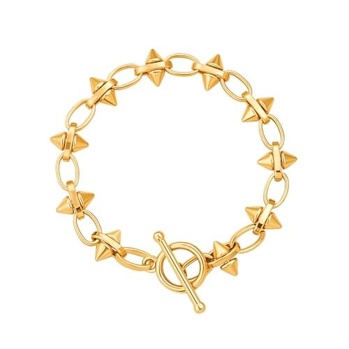Pearlada 18k Gold Layered Coin Charm Cubic Zirconia Bracelet
