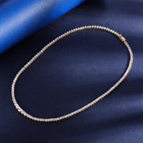 Gemsme 18K Gold Plated 3mm Graduated Round CZ Tennis Necklace for Women