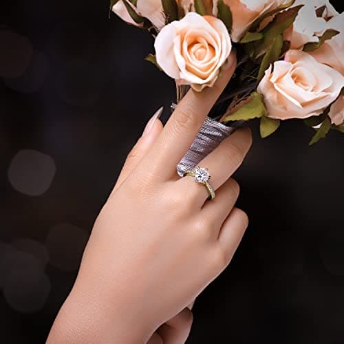 Moissanite Solitaire Engagement Rings for Women, 925 Sterling Silver Promise Ring